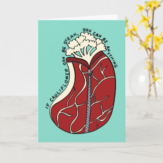 Funny Cauliflower Steak-aanmoediging Kaart (Gele Bloem)
