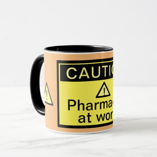 Funny Caution apotheker op het werk Mok (Voorkant links)