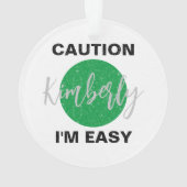 Funny Caution, ik ben makkelijk skiën en snowboard Ornament (achterkant)