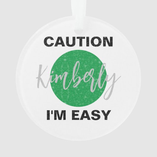 Funny Caution, ik ben makkelijk skiën en snowboard Ornament (achterkant)