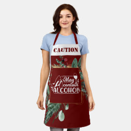 Funny CAUTION kan Alcohol Burgundy Holiday bevatte Schort