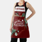 Funny CAUTION kan Alcohol Burgundy Holiday bevatte Schort (Insitu)