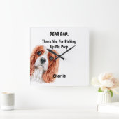 Funny Cavalier King Charles Spaniel Dad Canine Art Vierkante Klok (Huis)