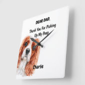 Funny Cavalier King Charles Spaniel Dad Canine Art Vierkante Klok (Hoek)