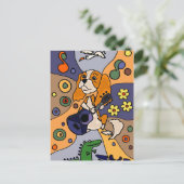 Funny Cavalier King Charles Spaniel Dog Abstract Briefkaart (Staand voorkant)