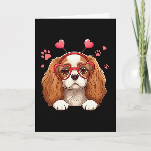 Funny Cavalier King Charles Spaniel Heart Headnd V Kaart (Voorkant)