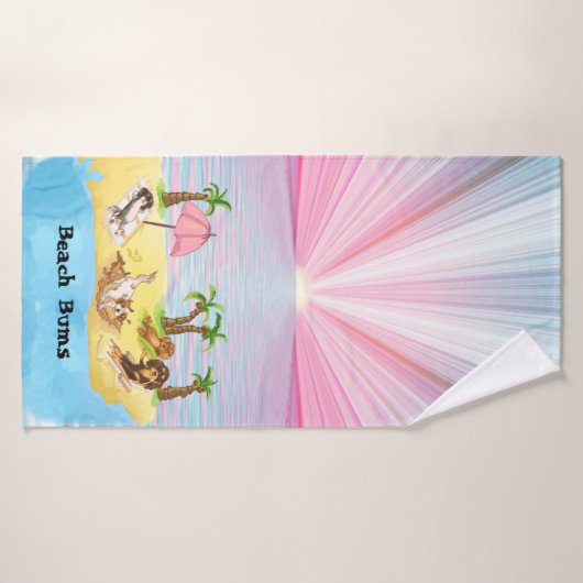Funny Cavalier King Charles Spaniels in het strand Badhanddoek (Badhanddoek)