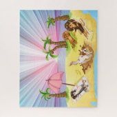 Funny Cavalier King Charles Spaniels in het strand Legpuzzel (Verticaal)