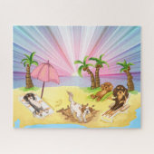 Funny Cavalier King Charles Spaniels in het strand Legpuzzel (Horizontaal)