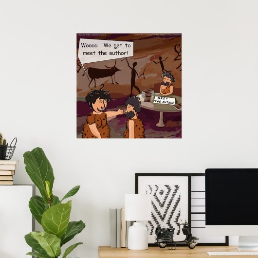 Funny Caveman Author Poster (Thuiskantoor)