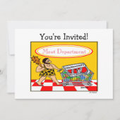 Funny Caveman Cartoon BBQ Meat Lover Cookout Party Kaart (Voorkant)