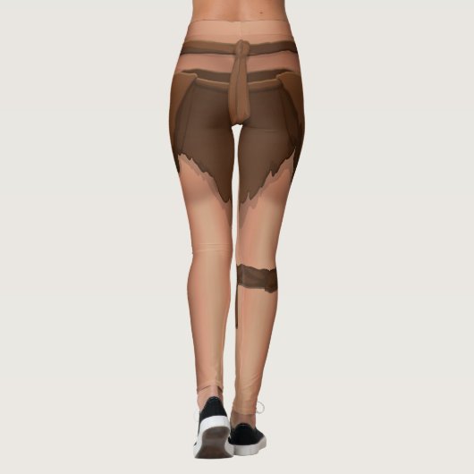 Funny Caveman Leggings Halloween Costume Pants (Achterkant)