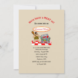 Funny Caveman Old Fashioned MEAT Up BBQ Kaart