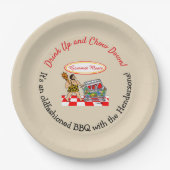 Funny Caveman Summer Feestdagen BBQ Party Papieren Bordje (Voorkant)