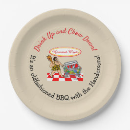 Funny Caveman Summer Feestdagen BBQ Party Papieren Bordje