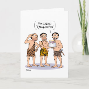 Funny Cavemen Birthday Kaart