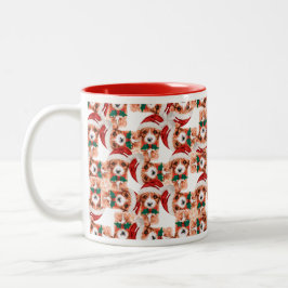 Funny Cavoodle-kerstpatroon Tweekleurige Koffiemok