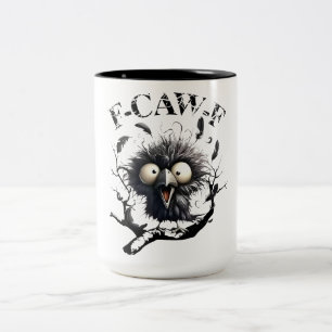 Funny Caw Shirt Black Crow Black Bird Funny Crow H Tweekleurige Koffiemok