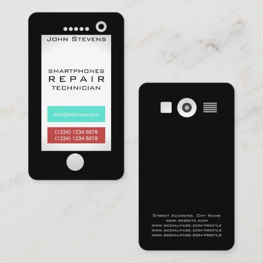 Funny cell phone faux ziet er uit visitekaartje (Voorkant / Achterkant)