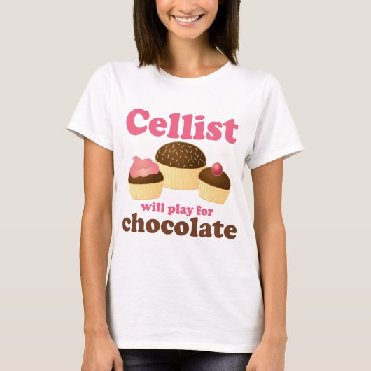 Funny Cello Chocolate Design T-shirt (Voorkant)