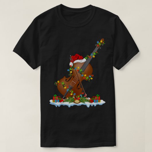 Funny Cello Music Lover Xmas Lighting Santa Cello T-shirt (Design voorkant)