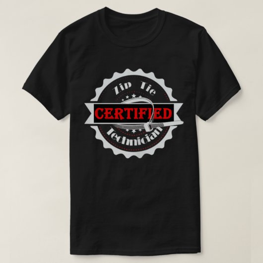 Funny Certified Zip Stropdas Technicien Mechanic V T-shirt (Design voorkant)