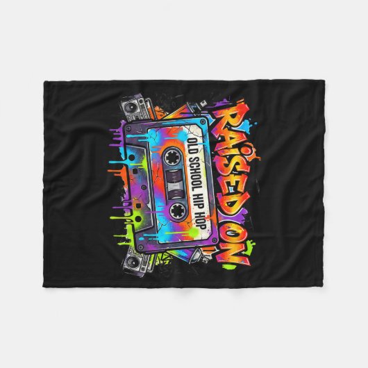 Funny Cette Graffiti 80s 90s Raised On Old School  Fleece Deken (Voorkant (Horizontaal))