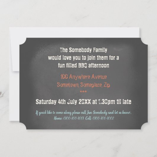 Funny Chalkboard Hotdog BBQ Kaart (Achterkant)