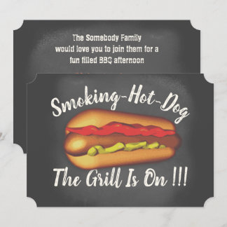 Funny Chalkboard Hotdog BBQ Kaart