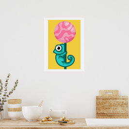 Funny Chameleon - Leuke Dierenspeelkamer Poster
