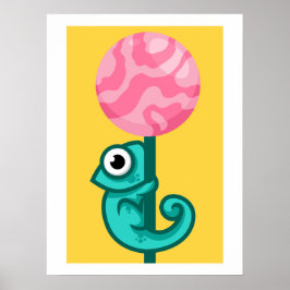 Funny Chameleon - Leuke Dierenspeelkamer Poster
