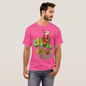Funny Chameleon Lover Santa Riding Chameleon Chris T-shirt (Voorkant volledig)