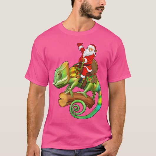 Funny Chameleon Lover Santa Riding Chameleon Chris T-shirt (Voorkant)