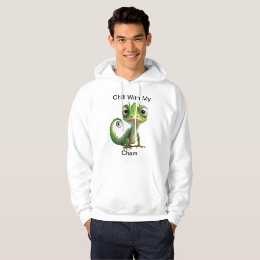 Funny Chameleon Pocket Hoodie - Schattigee reptiel (Voorkant volledig)