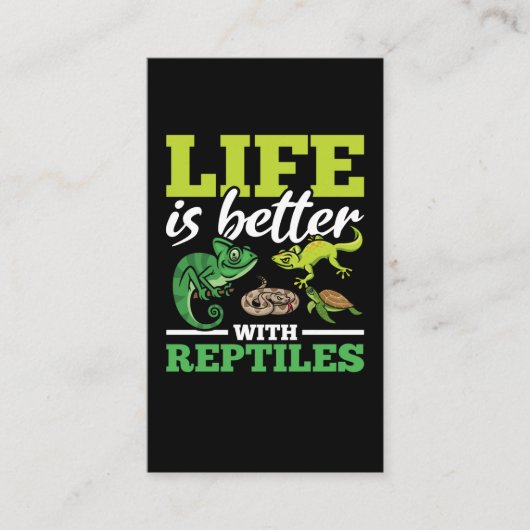 Funny Chameleon Snake Gecko Turtle Reptile Lover Visitekaartje (Voorkant)