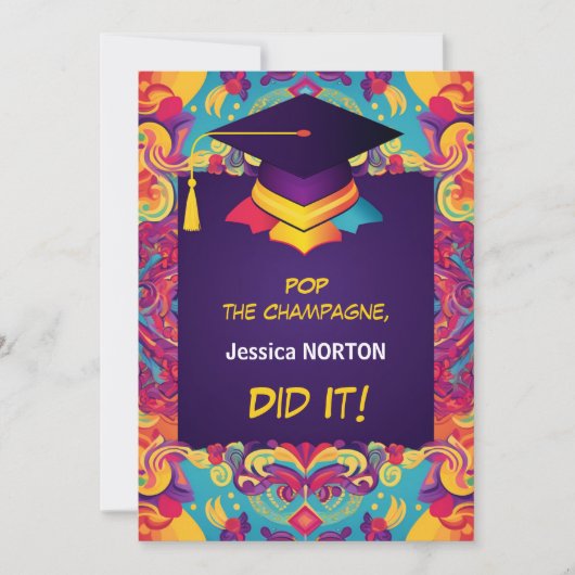 Funny Champagne & Confetti Bash Kaart (Voorkant)