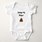 Funny Change My Diaper Smiling Poop Romper (Voorkant)