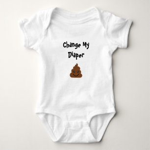 Funny Change My Diaper Smiling Poop Romper