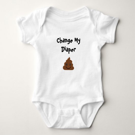 Funny Change My Diaper Smiling Poop Romper (Voorkant)