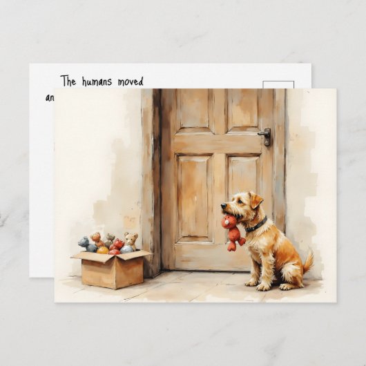 Funny Change of Address from Tan Brown Dog Briefkaart (Voorkant / Achterkant)