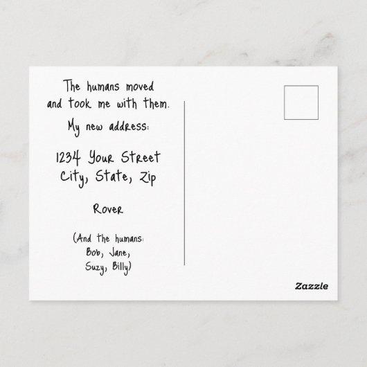 Funny Change of Address from Tan Brown Dog Briefkaart (Achterkant)