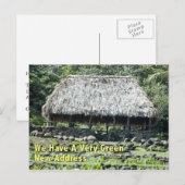 Funny Change of Address - Polynesian Hut Aankondigingskaart (Voorkant / Achterkant)