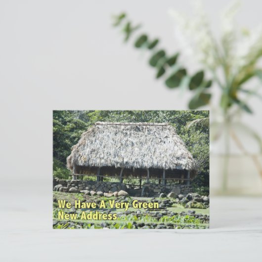 Funny Change of Address - Polynesian Hut Aankondigingskaart (Staand voorkant)