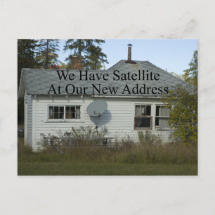 Funny change of Address - We hebben satelliet Aankondigingskaart