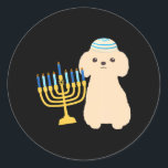 Funny Chanoeka Poodle Hondenliefhebber Menorah Ronde Sticker<br><div class="desc">Funny Chanoeka Poodle Hondenliefhebber Menorah</div>