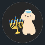 Funny Chanoeka Poodle Hondenliefhebber Menorah Ronde Sticker<br><div class="desc">Funny Chanoeka Poodle Hondenliefhebber Menorah</div>