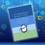 Funny Chanukah Hanukkah Resolution Holiday Kaart<br><div class="desc">Deze Chanoeka / Chanoeka laat onze schattige grillige Pinguïn een glimlach brengen naar iemand van wie je houdt. Met een gekke - zany lijst met resoluties ( die zelfs kunnen worden bewerkt - als je wilt.) Voeg uw persoonlijke begroeting op de keerzijde. Het mooiste geschenk is het geschenk van het...</div>