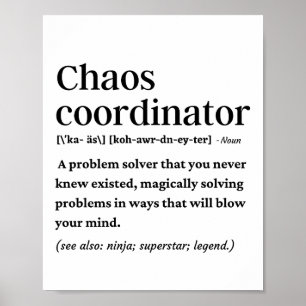 Funny chaos coördinator definitie poster