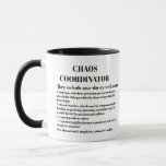 Funny Chaos Coordinator Definition Kantoor Medewer Mok<br><div class="desc">Funny Chaos Coordinator Definition Kantoor Medewerker. Deze koffiebeker is het perfecte cadeau voor je favoriete kantoormanager,  medewerker,  baas of zelfs een druk mama. Deze mok is extra leuk omdat je een foto op de achterkant kunt toevoegen als 'voorbeeld van..'. Zo'n geweldige manier om je gave te personaliseren!</div>