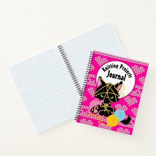 Funny Chaotic Cat KnitProjects Notitieboek (Binnen)